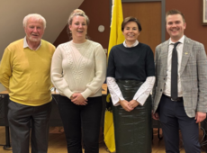 Foto van vlnr gemeenteraadslid Ludo Croonenberghs, BCSD lid Machteld Vandueren, gemeenteraadslid Karolien Schoenaerts en gemeenteraadslid Jurgen Gyns
